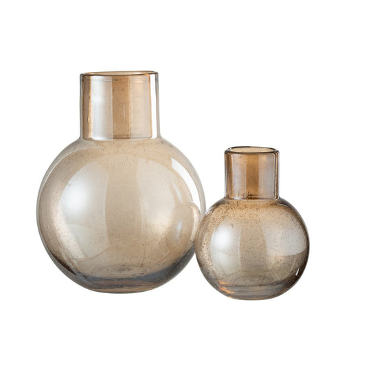 J-Line vaas Bol Met Hals - glas - amber - large - 29 cm hoog