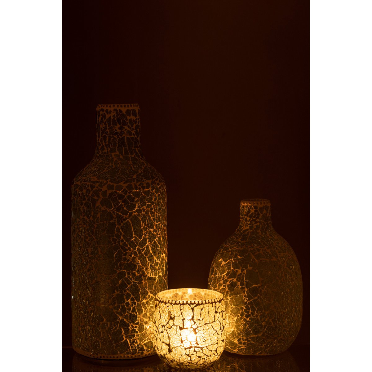 J-Line vaas Mozaiek - glas - groen/wit - large - 43 cm hoog
