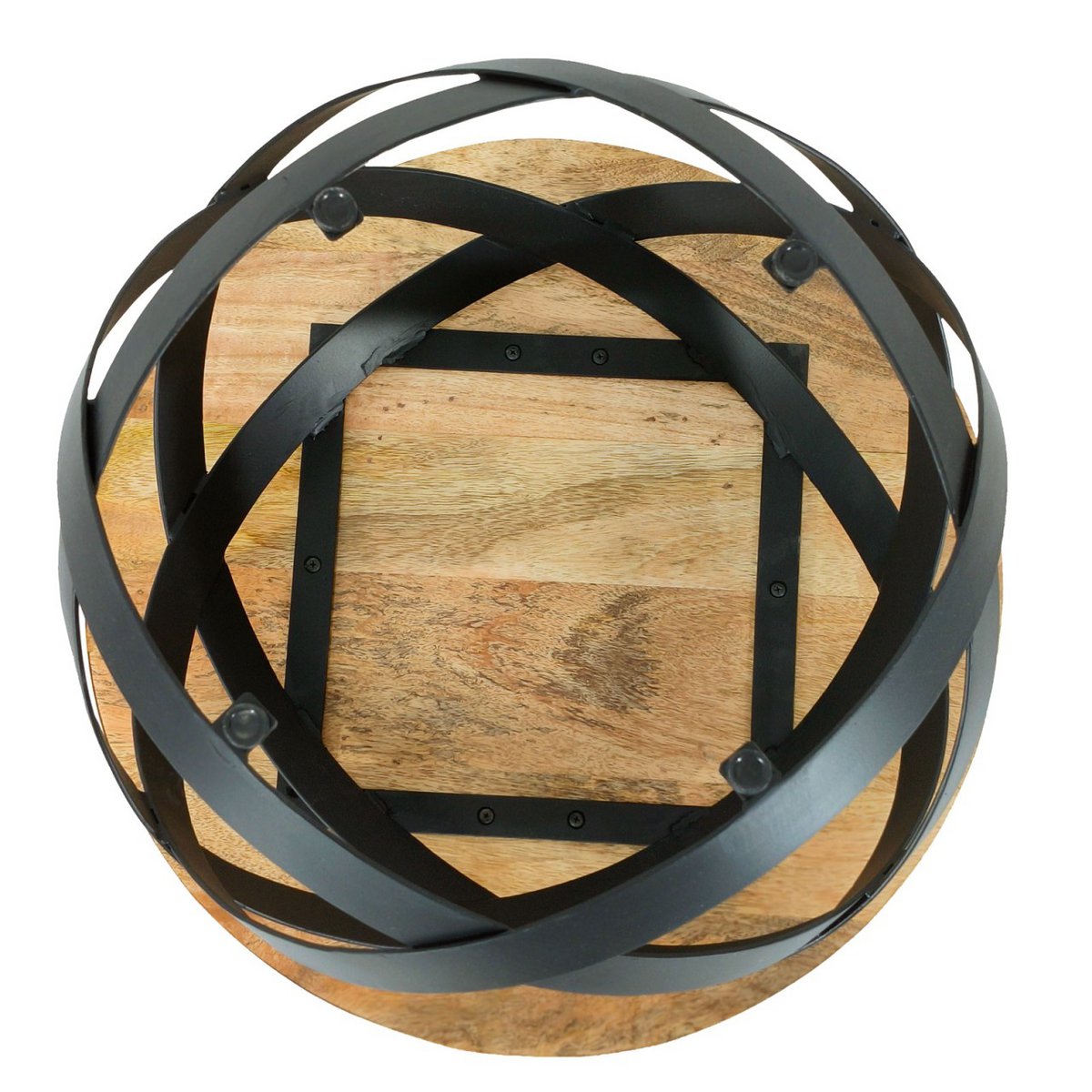 Salontafel rond Orbit massief hout met metalen frame