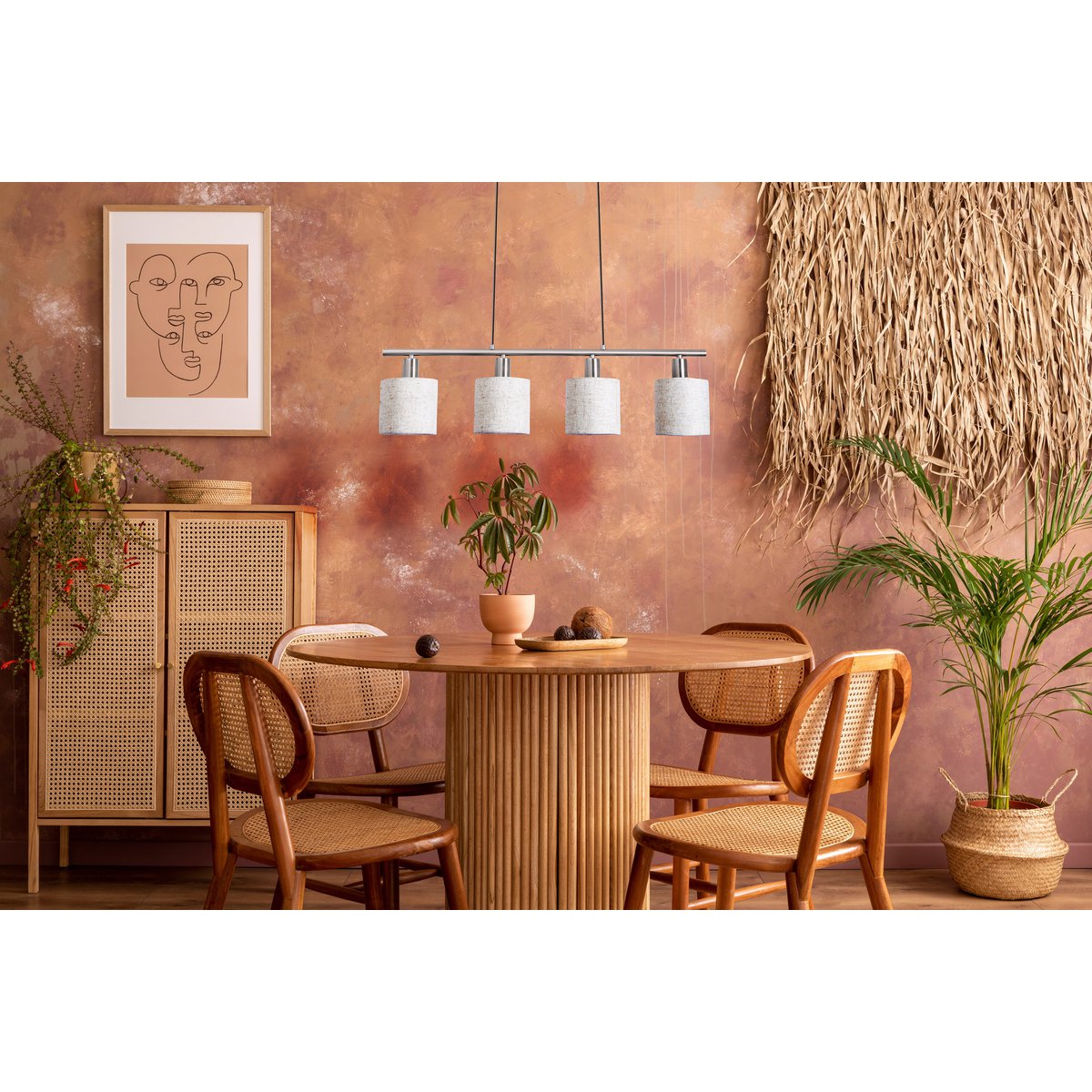 Hanglamp "Maron" 4 spots lengte 71,5 cm Grijs