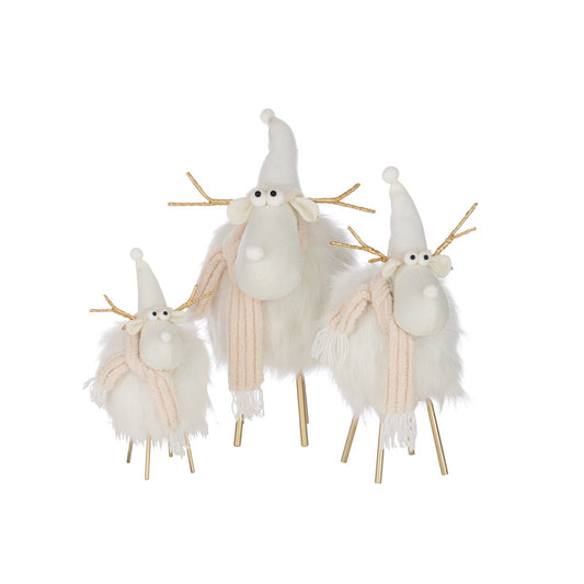 J-Line Rendier Hoed + Sjaal Polyester Wit/Beige Large