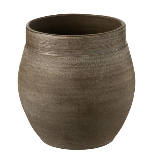 J-Line bloempot Gio - keramiek - bruin - medium - Ø 25 cm