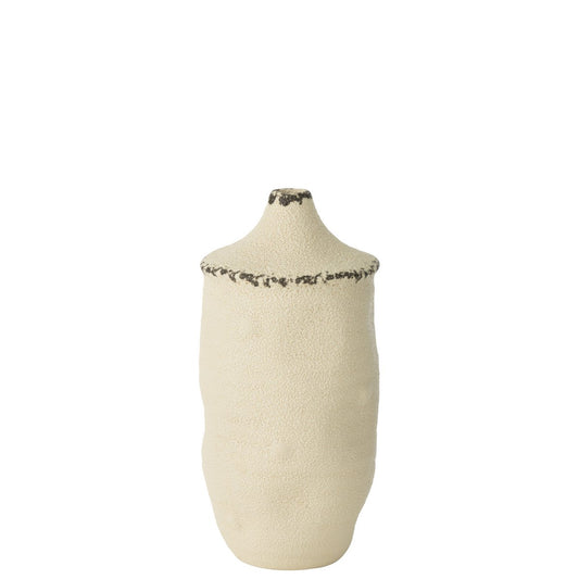 J-Line vaas Bay - keramiek - wit/zwart - small - 23.5 cm hoog