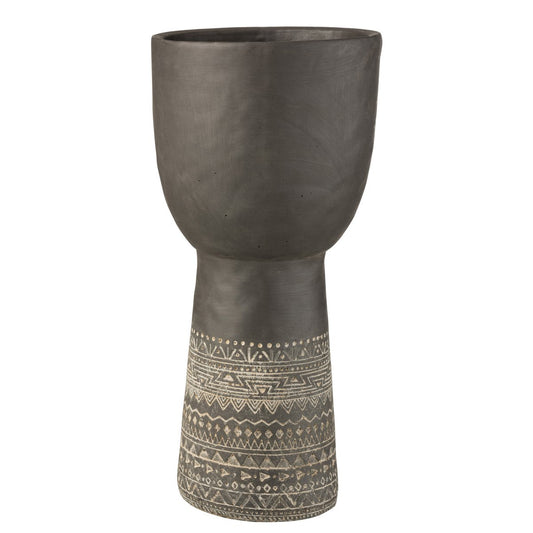 J-Line Pot Gat Decoratie Etnisch Cement Grijs Large