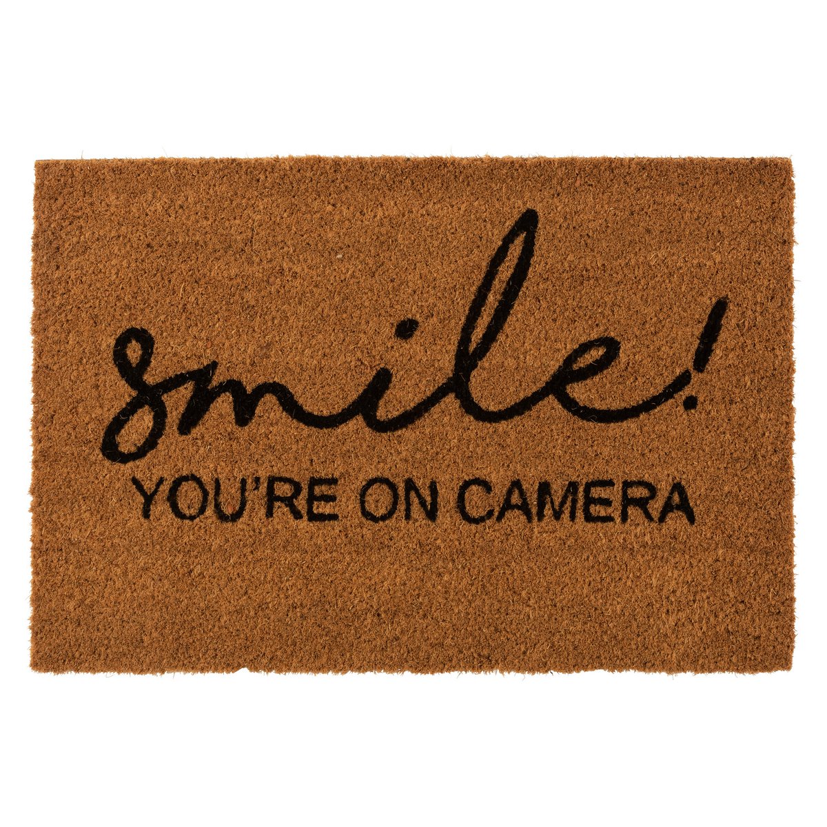 J-Line Smile! deurmat - kokosvezel - naturel/ zwart