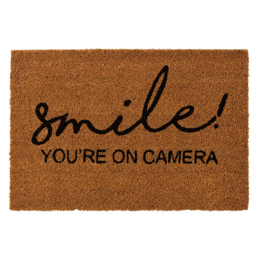 J-Line Smile! deurmat - kokosvezel - naturel/ zwart