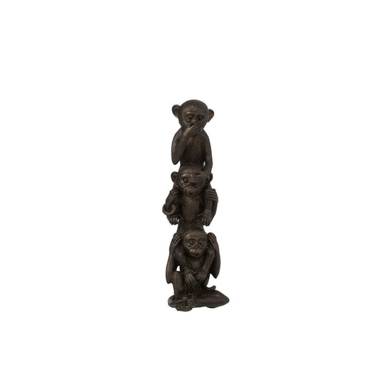 J-Line figuur Aap Horen/Zien/Zwijgen - polyresin - bruin