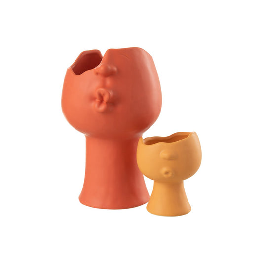 J-Line bloempot Enya - porselein - terracotta - Ø 17 cm