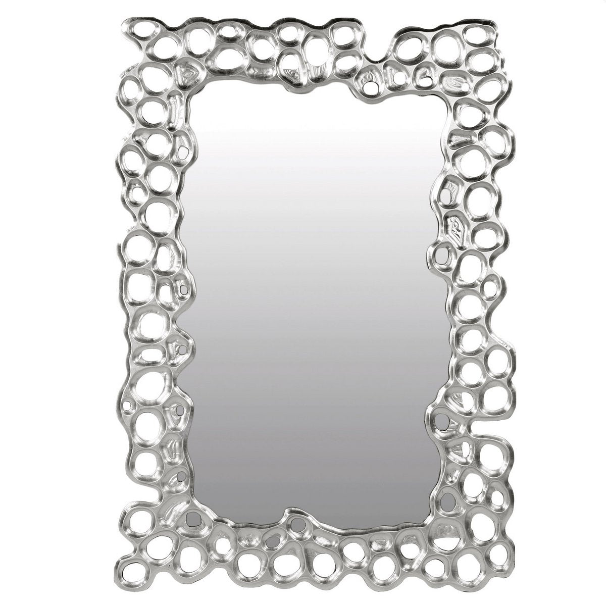 Glas/houten spiegel "Bubble" zilverkleurige lijst 70x100cm