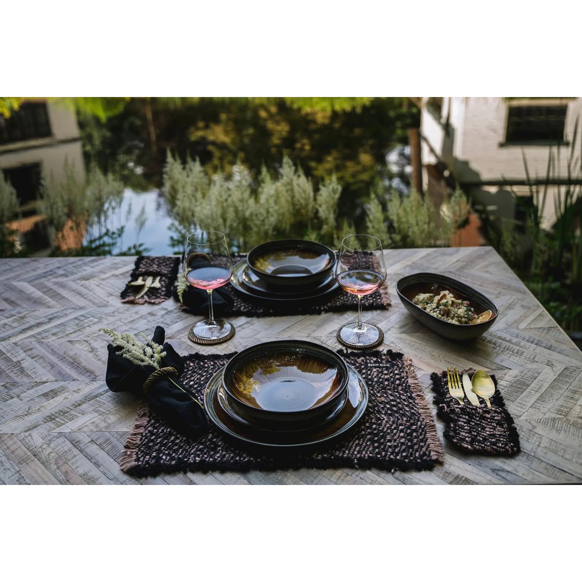 Oh My Gee Placemat - Zwart Koper - Set van 4