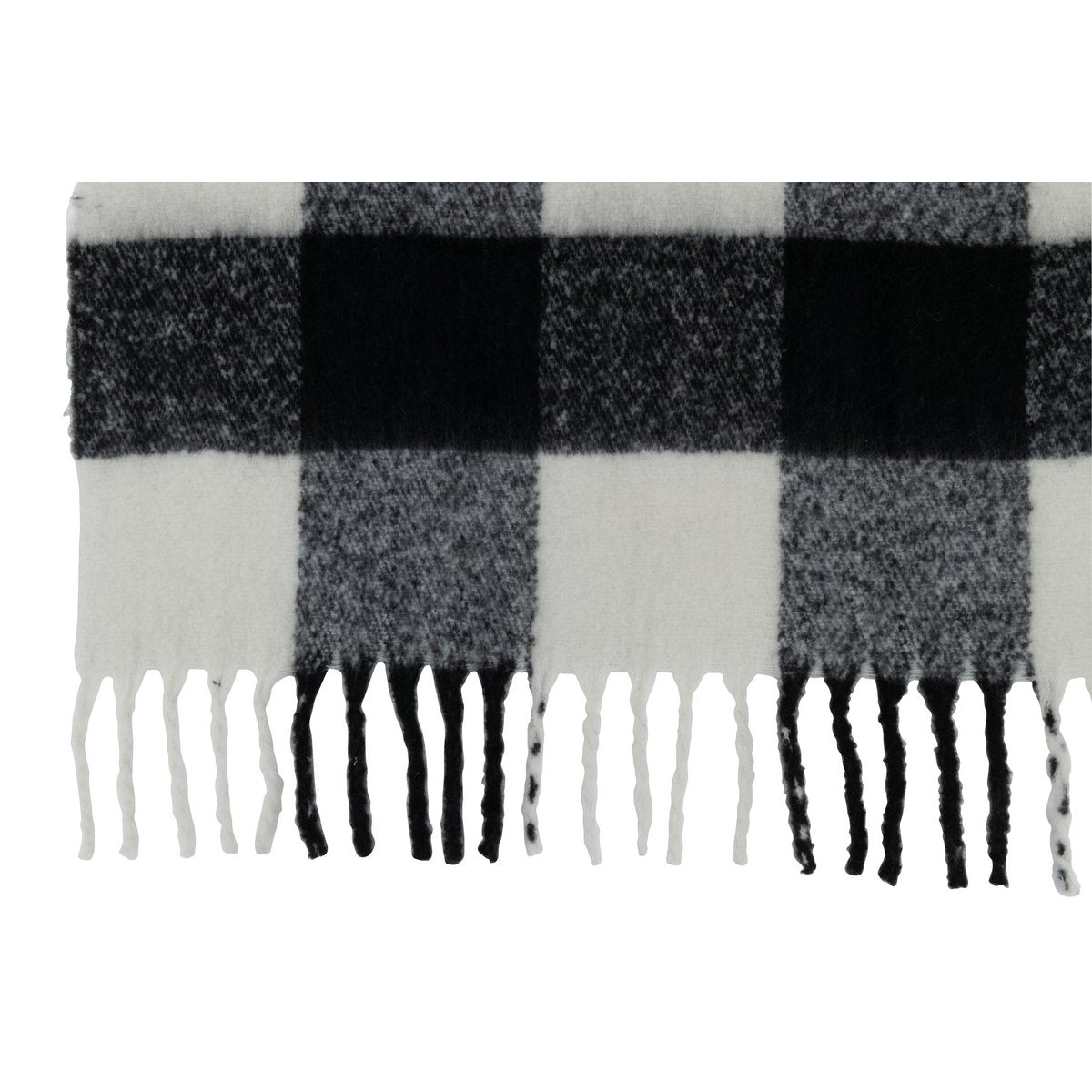 J-Line Plaid tegels - polyester - zwart/wit - 152 x 127 cm