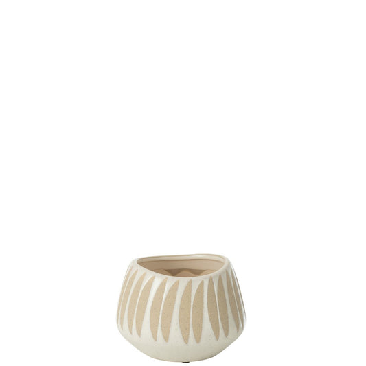 J-Line bloempot Kai - keramiek - beige/wit - small - Ø 16 cm