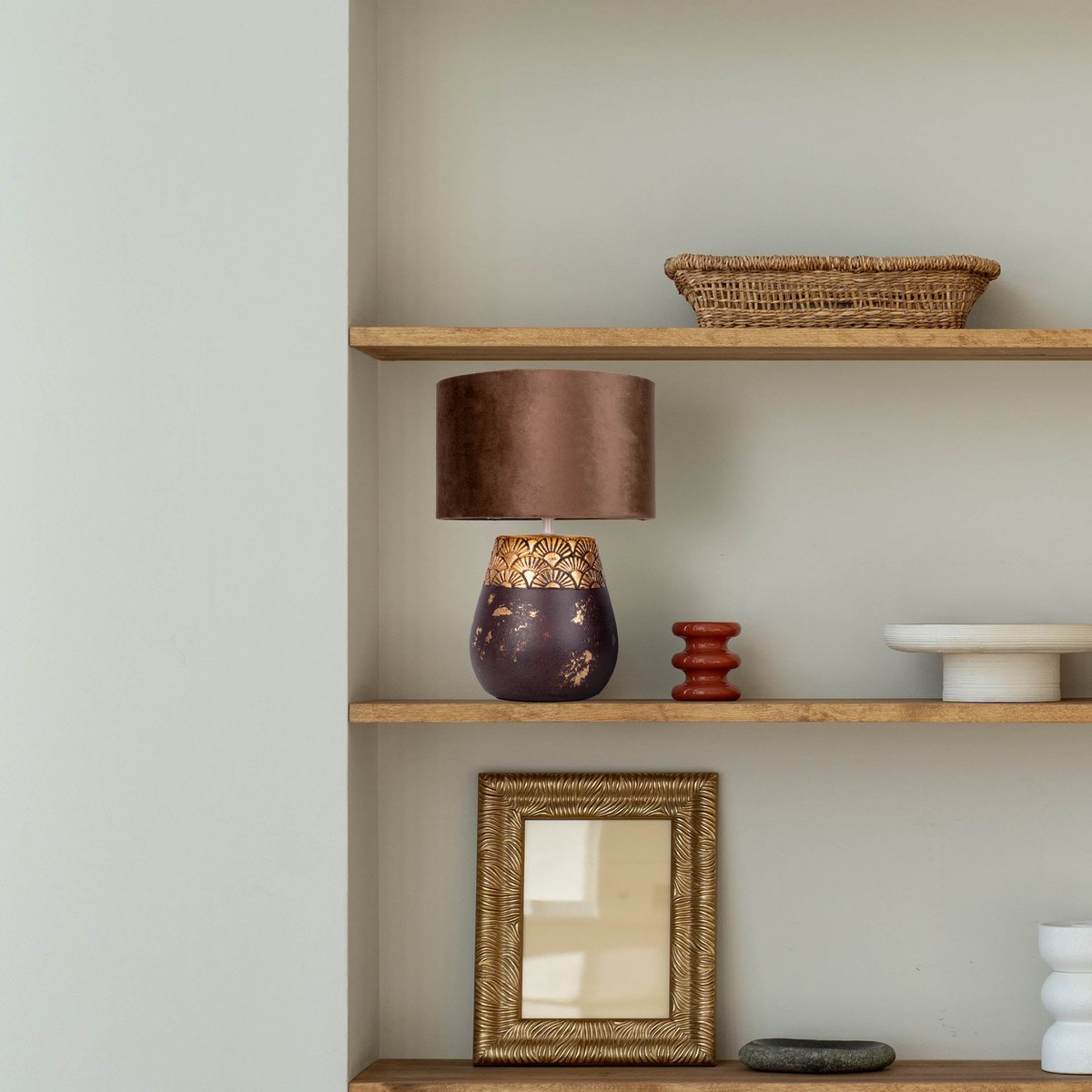 Tafellamp "Bronco" 39 cm hoog Donkerbruin