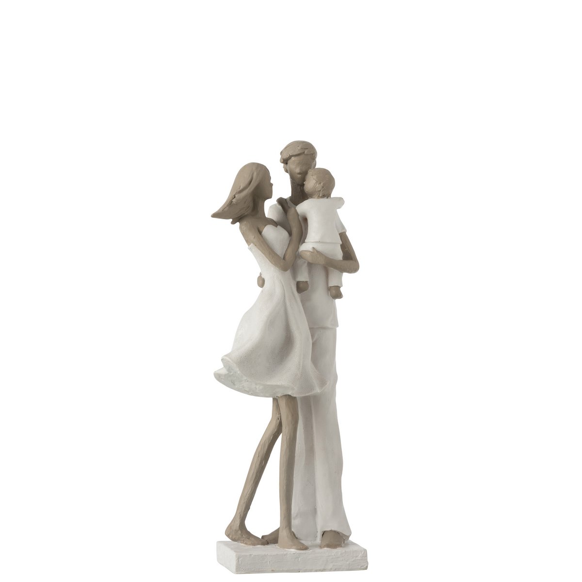J-Line decoratie Koppel Met Kind - polyresin - wit/taupe