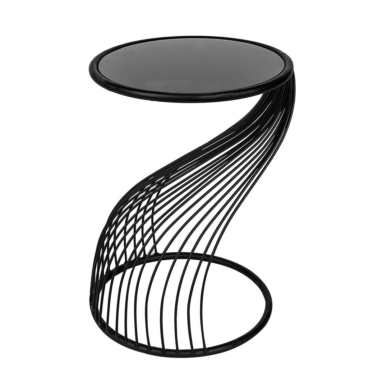 Bijzettafel "Ray" zwart Met / glas H.54cm