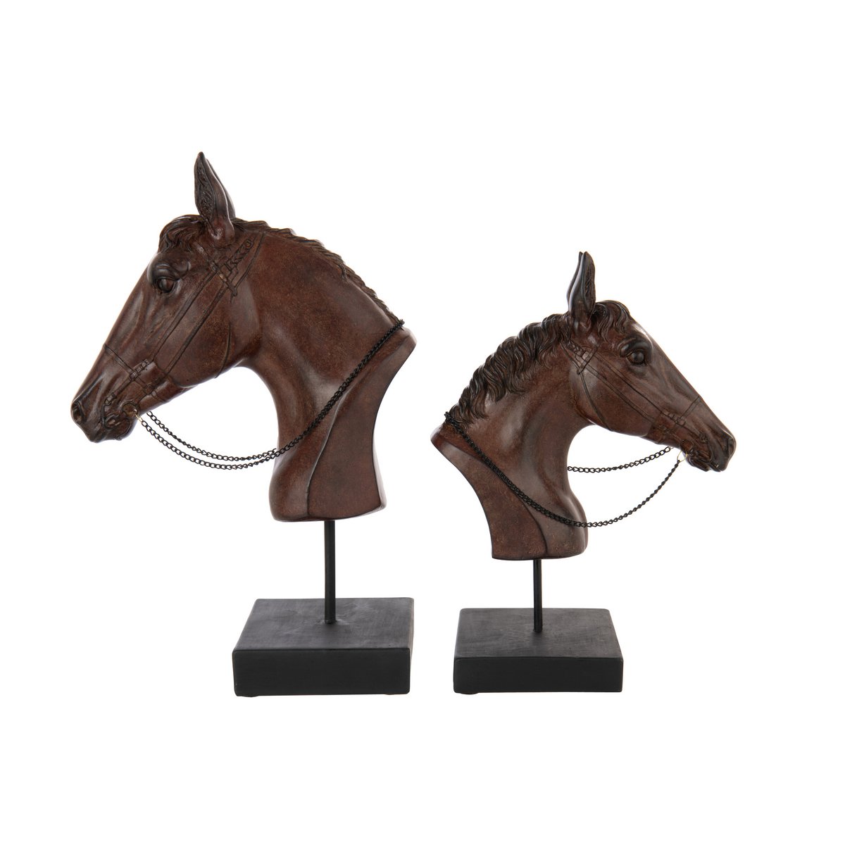 J-Line Paard Hoofd Op Voet Polyresin Donkerbruin Large