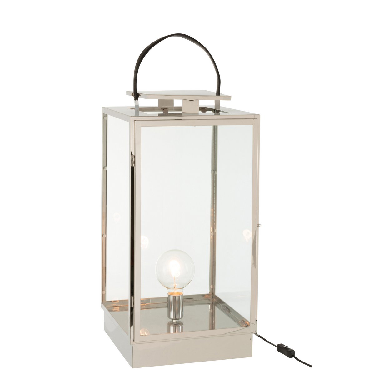 J-Line lantaarn Lamp - metaal/glas - zilver