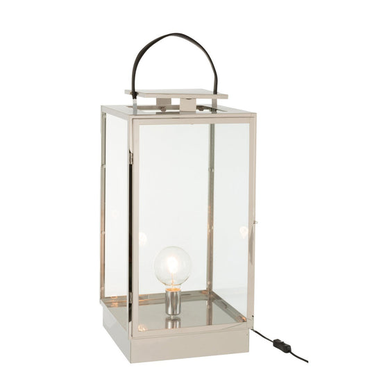 J-Line lantaarn Lamp - metaal/glas - zilver