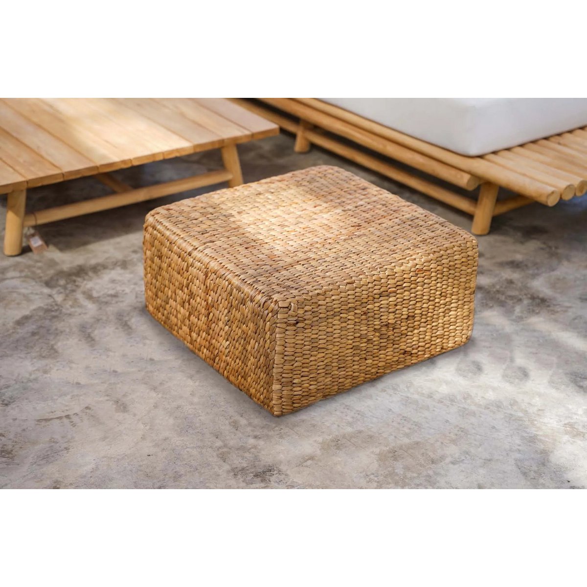 Hyacint Poef Vierkant - Naturel - M