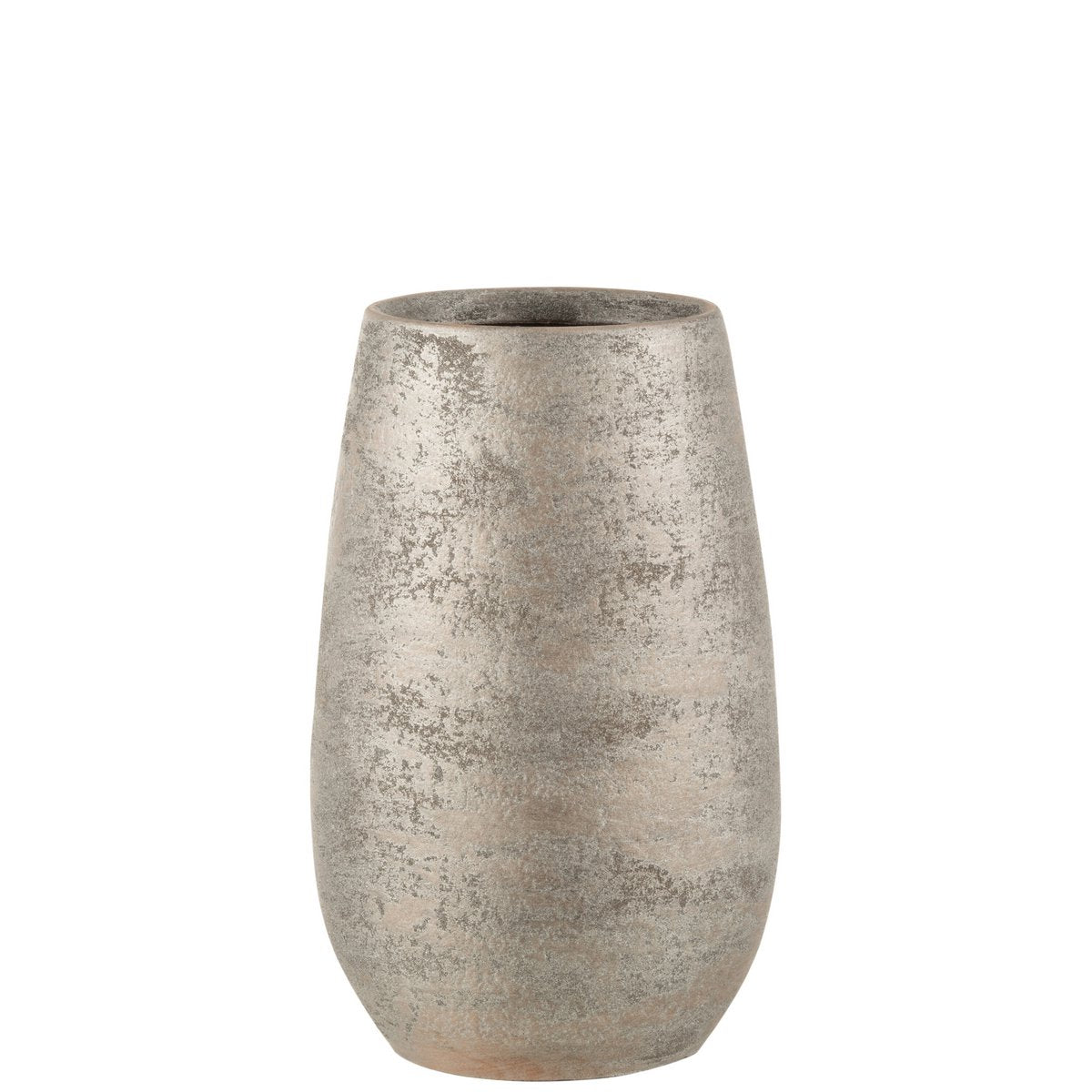 J-Line Vaas Oneffen Ruw Keramiek Zilver Small - 31 cm hoog