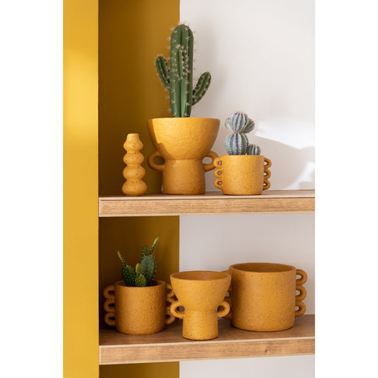 J-Line vaas Zenia - beton - oker - small - Ø 20 cm