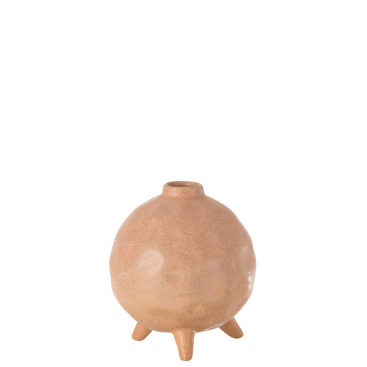 J-Line vaas Voet Rond - keramiek - roze/oranje - Ø 15 cm