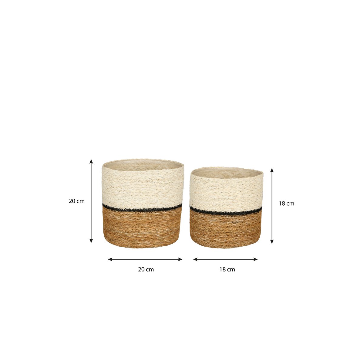 Damian Plantenmand - Set van 2 - H20 x Ø20 cm - Zeegras - Wit