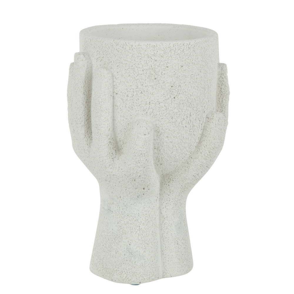 J-Line bloempot Handen - cement - wit - small - Ø 11 cm
