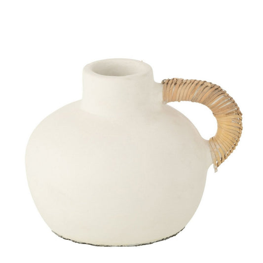 J-Line vaas Pot Leo Terracotta - cement - wit/naturel - 36 cm hoog