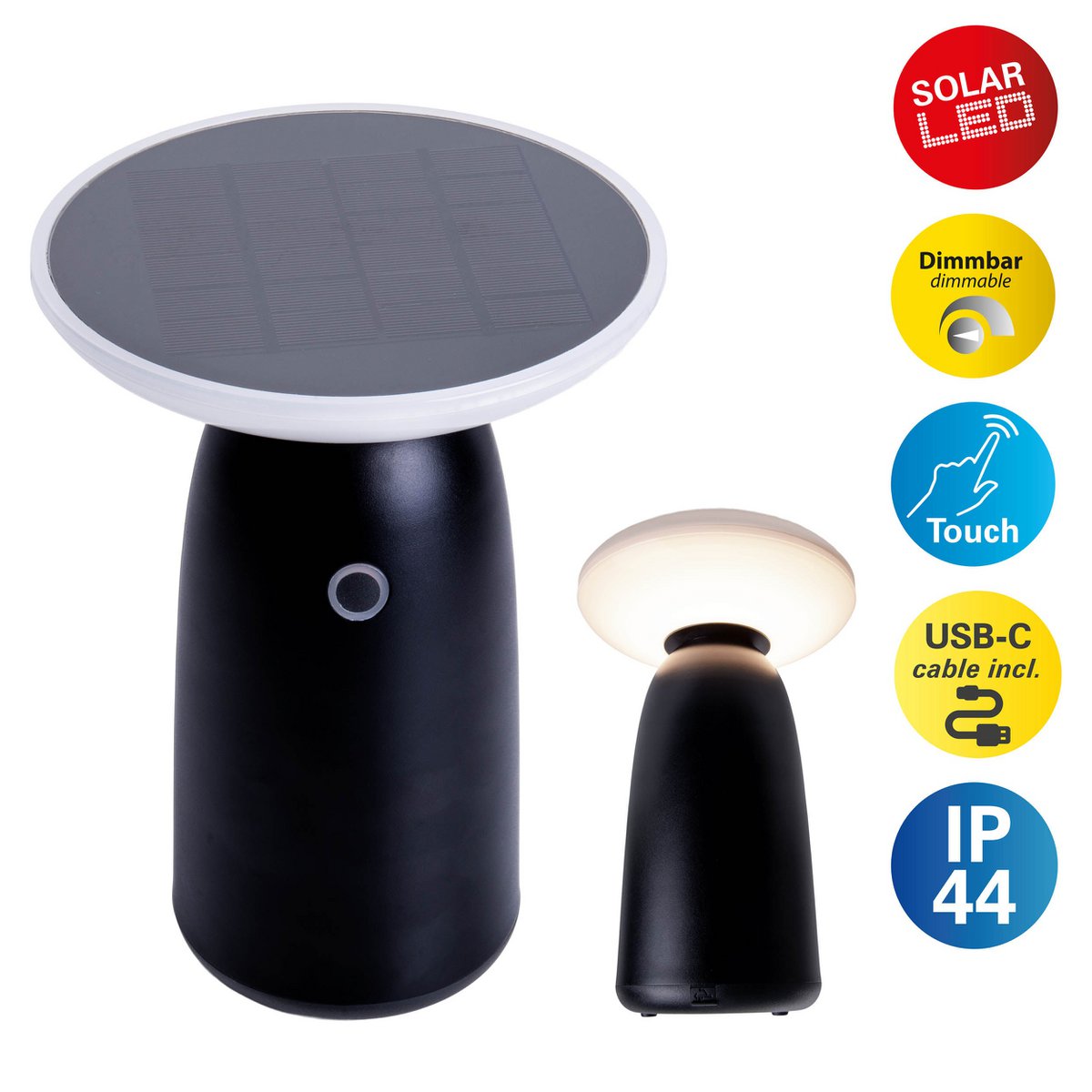 Solar Lamp LED "ADA" Zwart H 22,5cm