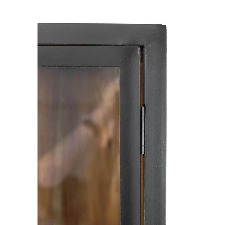 Vitrinekast 2 Deur-85x40x185-Zwart/Naturel-Acacia/Metaal