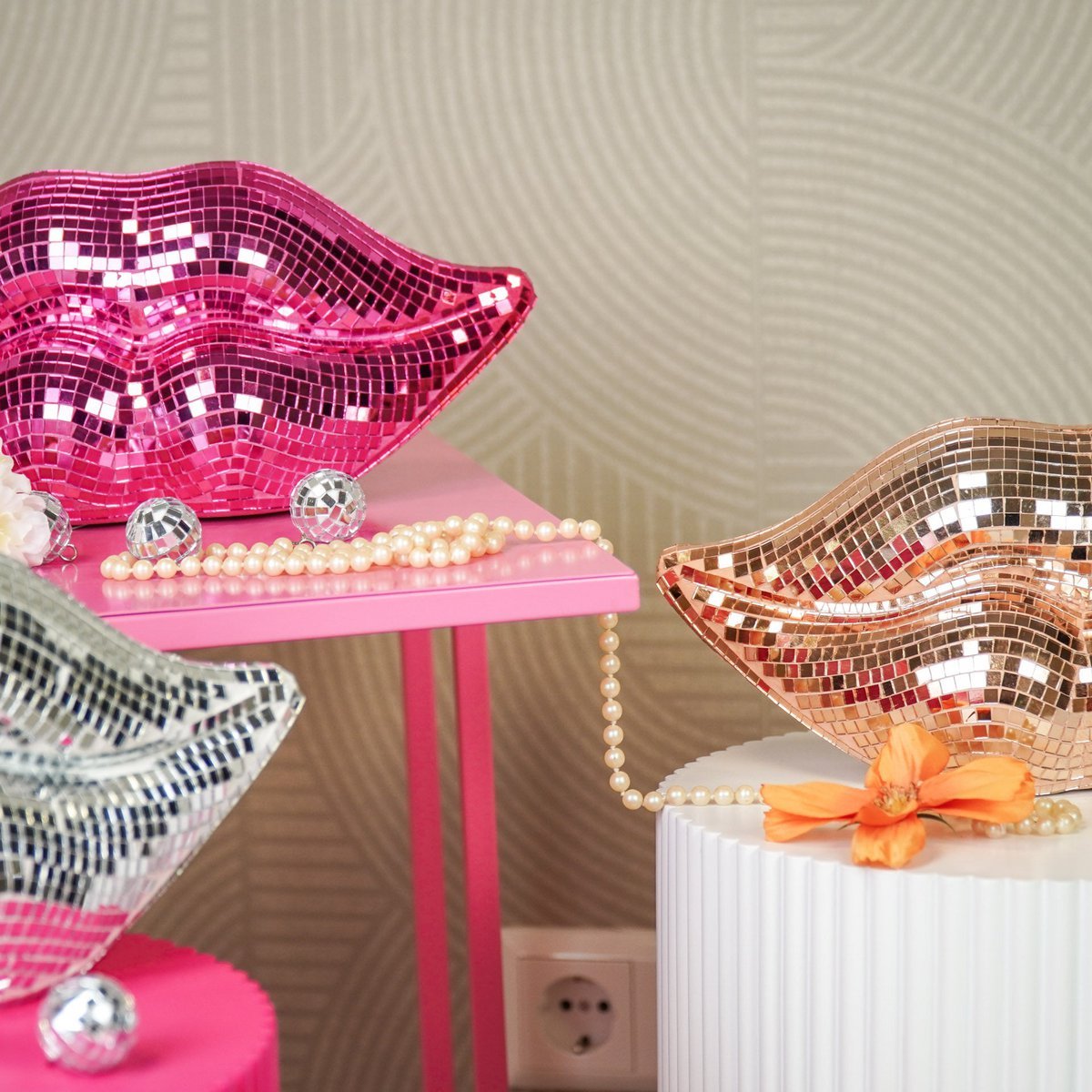Ornament Disco-Lips Rose Gold