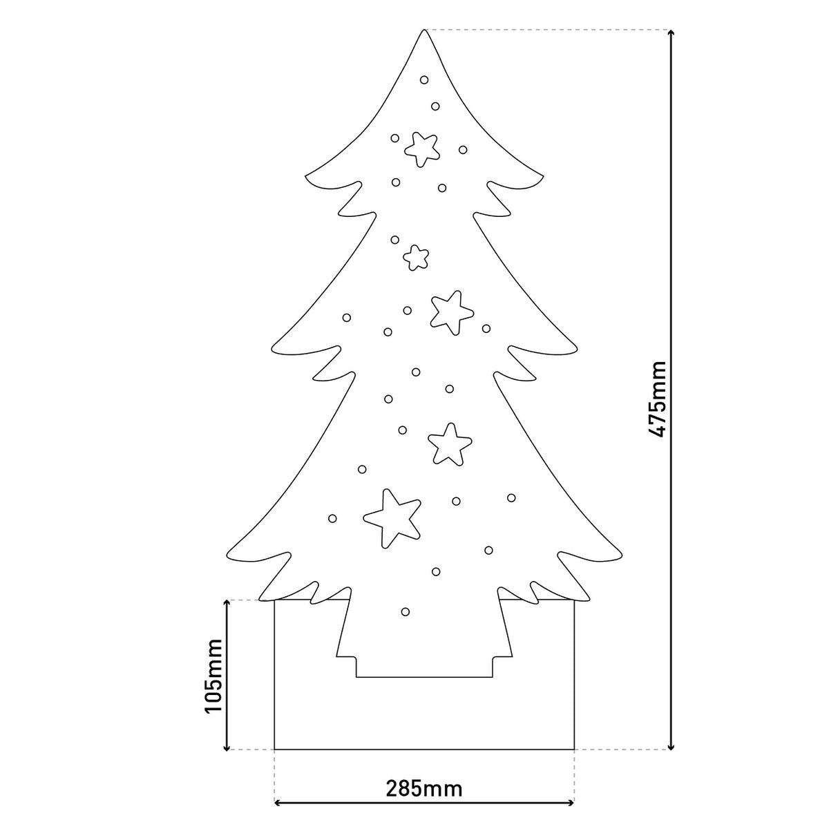 Houten Kerstboom Hoogte 47cm met LED