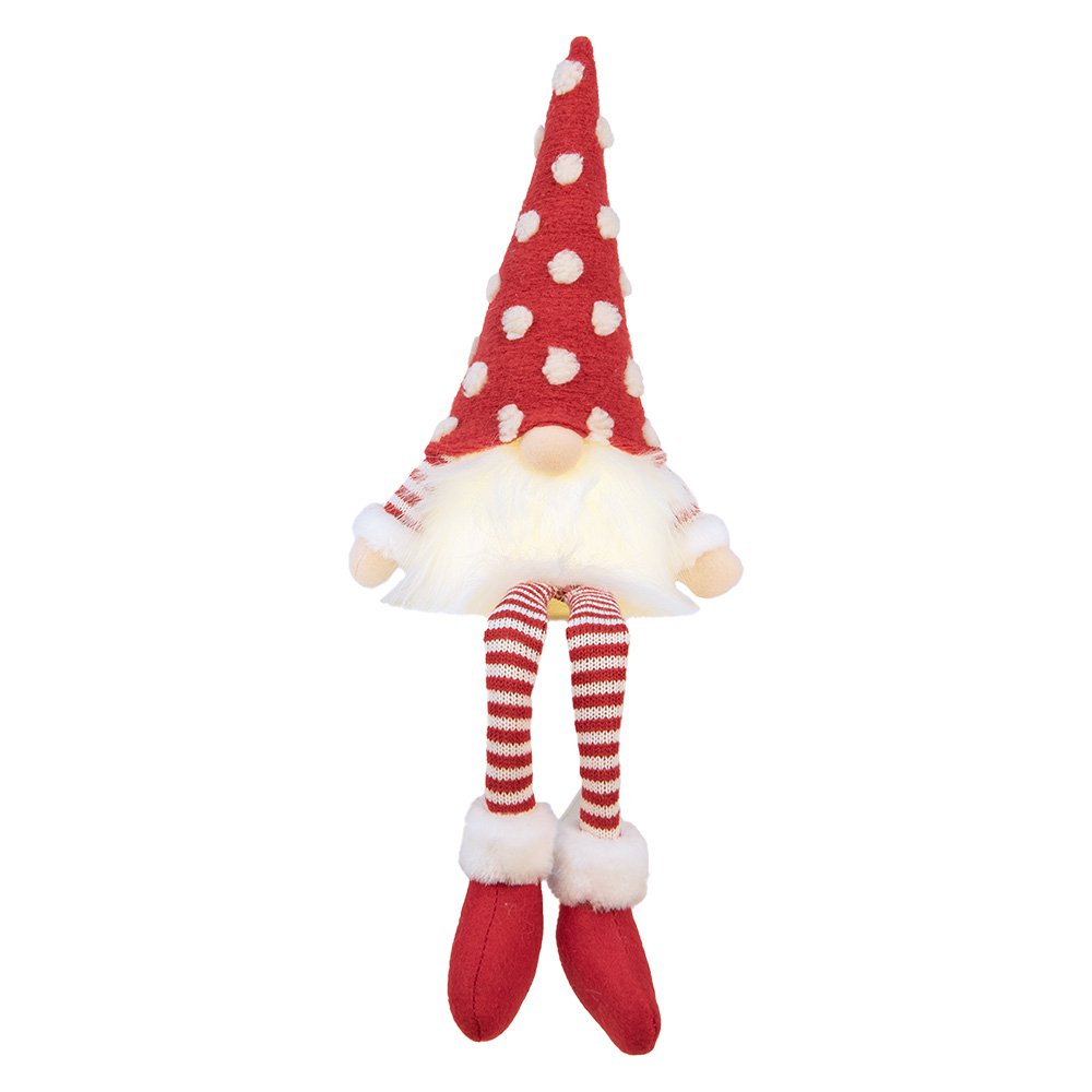 Kabouter zittend met LED 16x12x32/60 cm