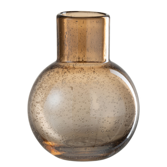 J-Line vaas Bol Met Hals - glas - amber - small - Ø 14.5 cm