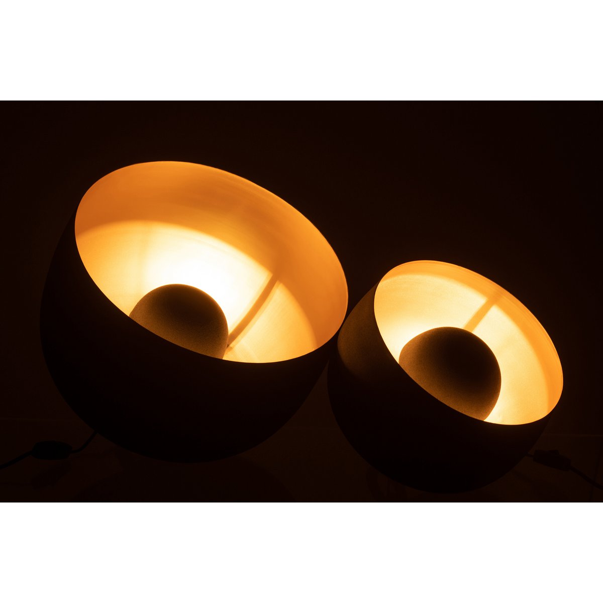 J-Line tafellamp Rond - metaal - zwart/goud - large