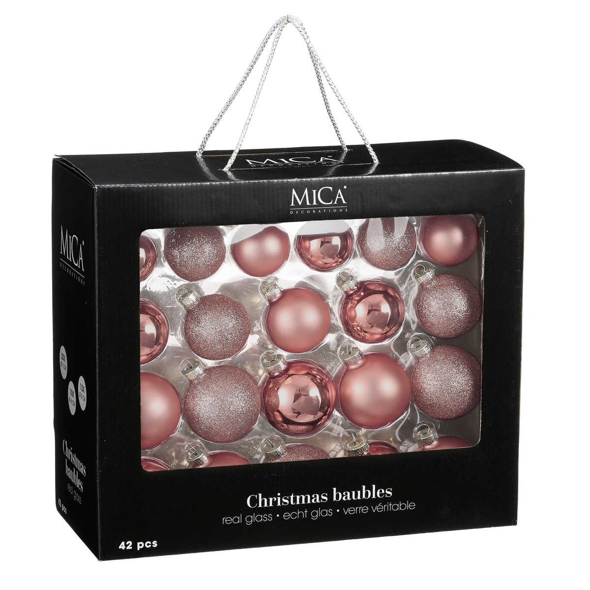 Kerstballen Set - 42 Stuks - Ø7 cm - Glas - Roze