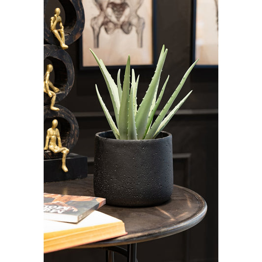 J-Line bloempot Potine - cement - zwart - large - Ø 19.00 cm