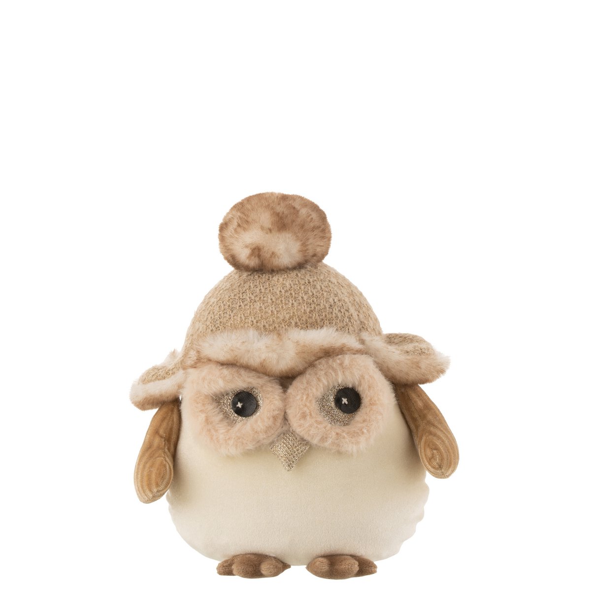 J-Line decoratie Uil Staand - textiel - beige/brun - large