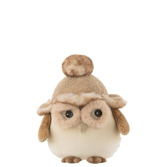 J-Line decoratie Uil Staand - textiel - beige/brun - large