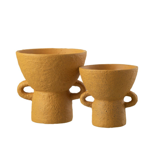 J-Line vaas Zenia - beton - oker - large - Ø 25 cm