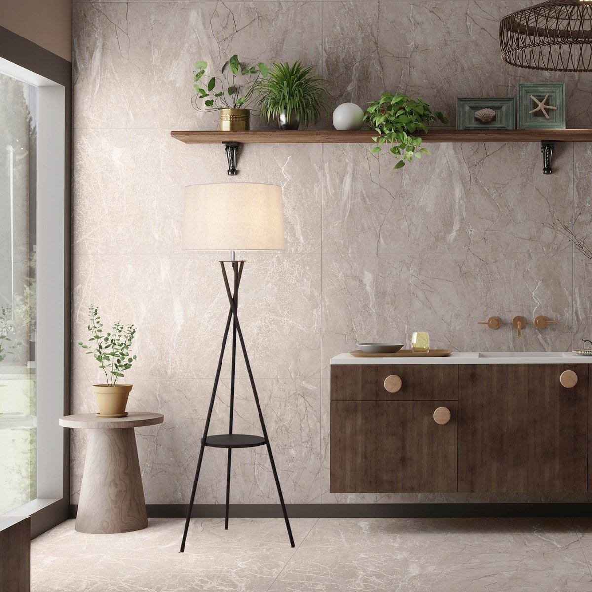 Staande lamp "Tora" met geïntegreerd tafeltje 158 cm hoog