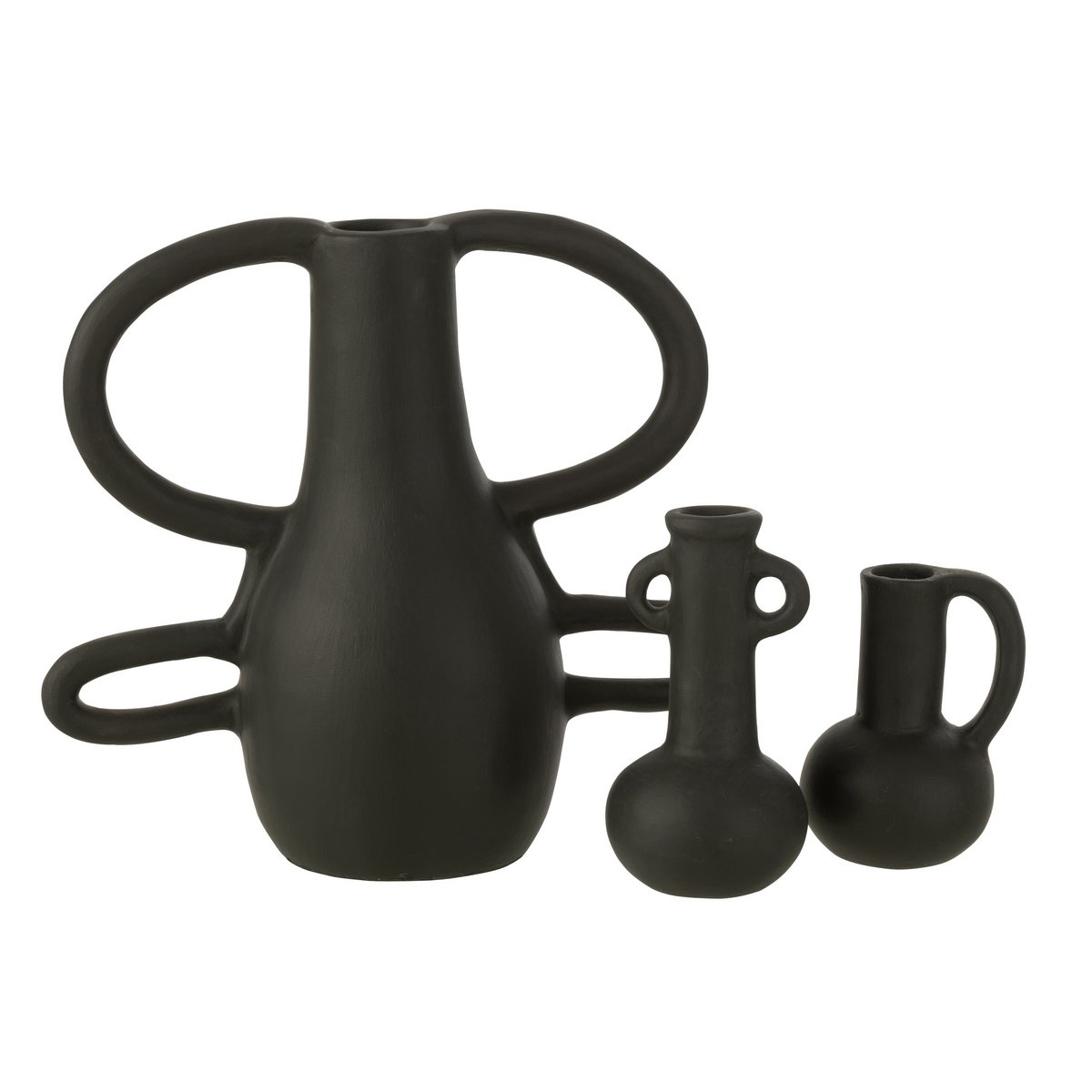 J-Line vaas met 4 Handvaten - keramiek - zwart - 36 cm hoog