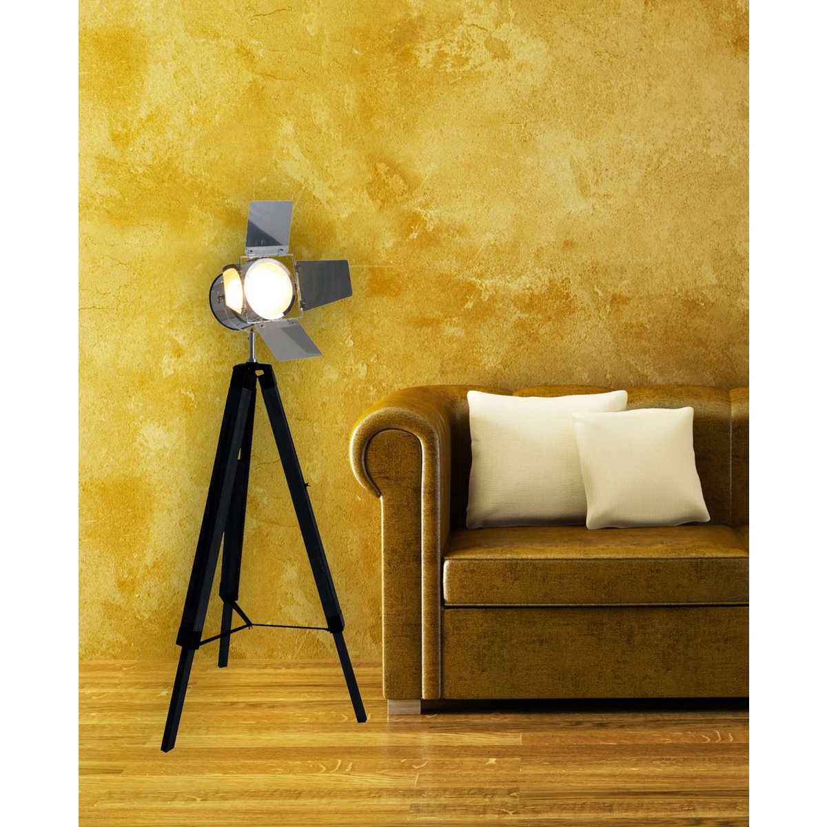 Staande lamp driepoot "Holly" verstelbaar 100-140 cm hoog zwart