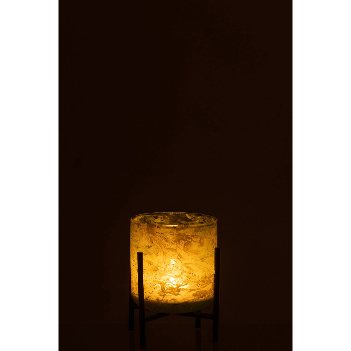 J-Line windlicht Staand Marmer - glas/ijzer - groen - small