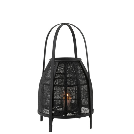 J-Line lantaarn Kap - bamboe - zwart - medium