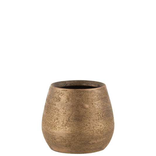J-Line bloempot Oneffen Ruw - keramiek - goud - medium - Ø 20 cm