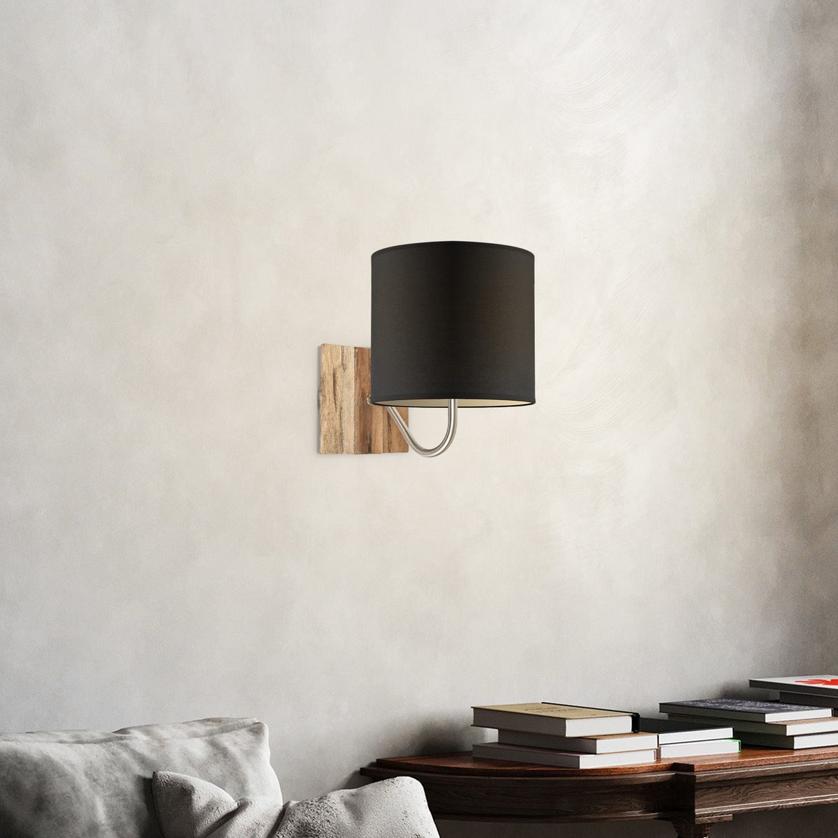 Wandlamp - Drift E27 Lampenkap zwart 20cm