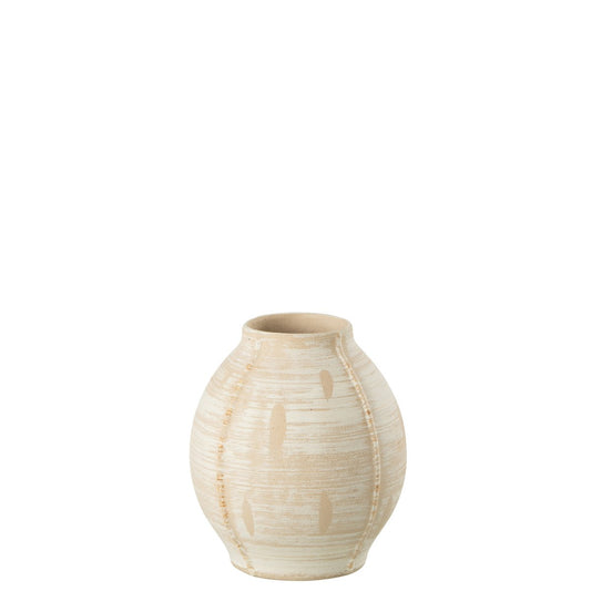 J-Line vaas Rond Steengoed - keramiek - beige - small - Ø 17.5 cm