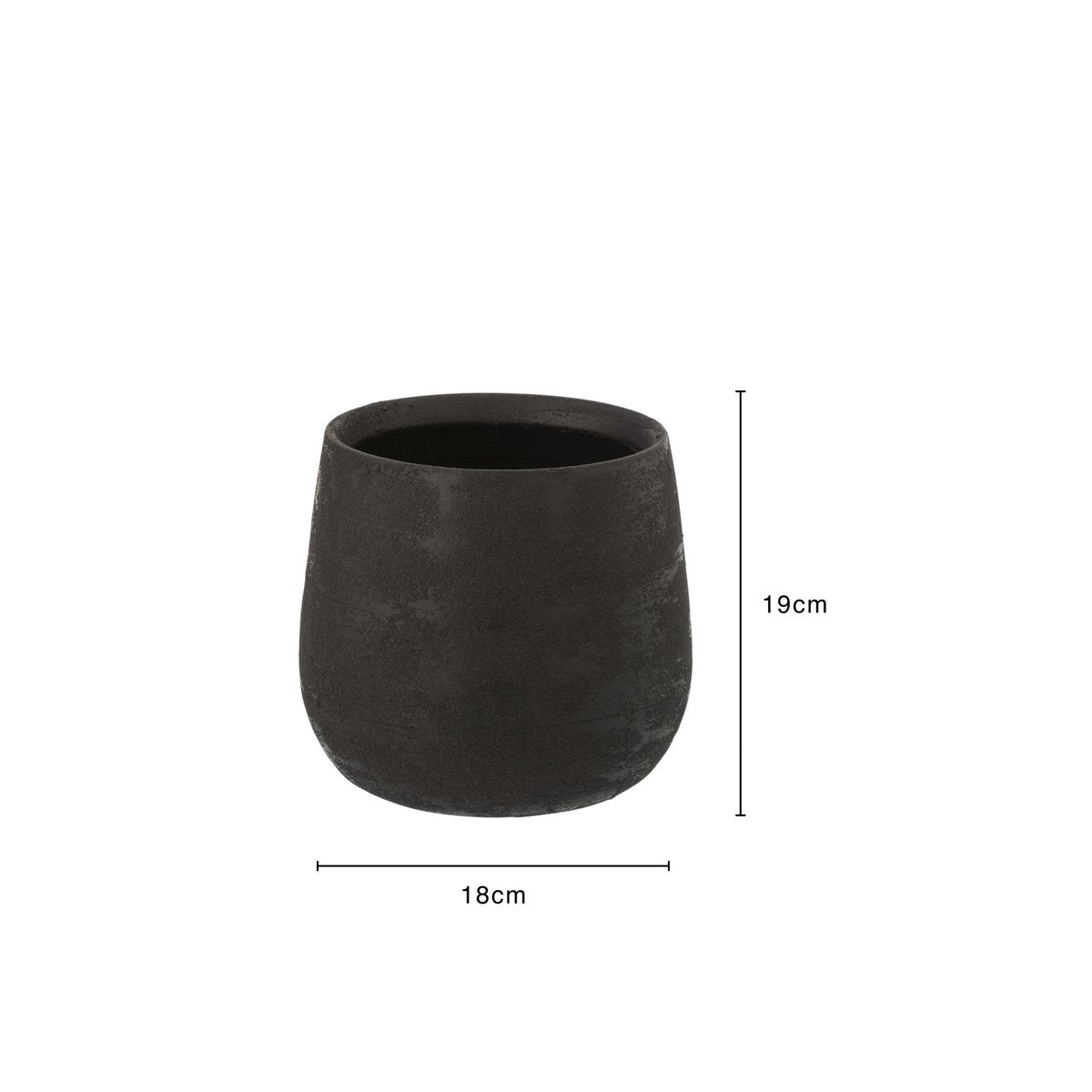 J-Line bloempot Oneffen - keramiek - zwart - medium - Ø 19 cm